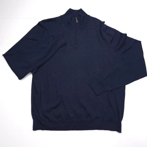Suéter de Lana Extra Fina Bloomingdales Azul Marino Media Cremallera Para Hombre Talla XL - Imagen 1 de 7