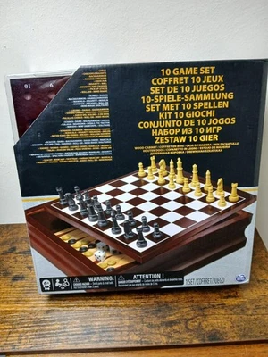 Spin Master Ten Game Set Inc. Chess Draughts Backgammon Wooden Board Complete - Image 1 of 4
