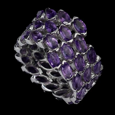 Anillo de plata de ley 925 marquesa amatista piedras preciosas naturales joyería tamaño 7,5 Foto 1 de 4