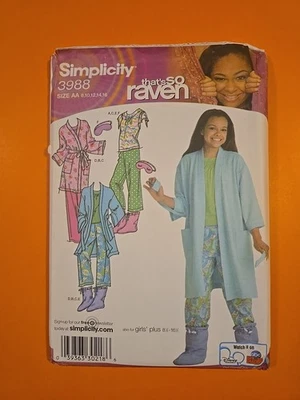 SIMPLICITY PATTERN  3988  GIRLS' PLUS PANTS, ROBE, BOOTIES, EYEMASK & KNIT TOP - Image 1 of 3