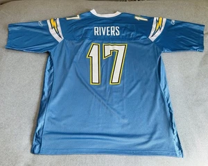 Vintage LA Chargers Philip Rivers #17 NFLPA autentica maglia Reebok blu polvere - Foto 1 di 21