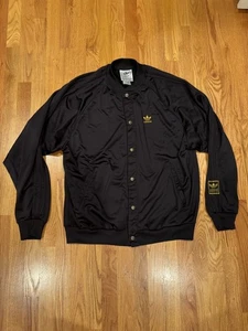 Vintage 80s Adidas ATP Track Jacket Men's Black and Yellow Size Large Button up. - Picture 1 of 13