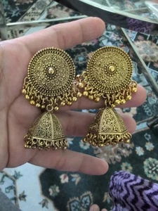 Ethno Goldlegierung indische Perle Quaste Tropfen Glocke Charms Ohrring Jhumka Schmuck - Bild 1 von 3