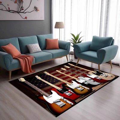 Alfombra de música, alfombra de guitarra, guitarra, alfombra de guitarra de rock, alfombra de sala de música, alfombra de guitarra retro Foto 1 de 4