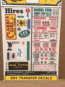 Woodland Scenics Dry Transfer Decals DT557: Data/Warning Labels Commercial Signs