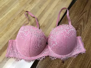 Mezzo reggiseno imbottito Victoria's Secret Dream Angels taglia 34C rosa glitter pizzo - Foto 1 di 5