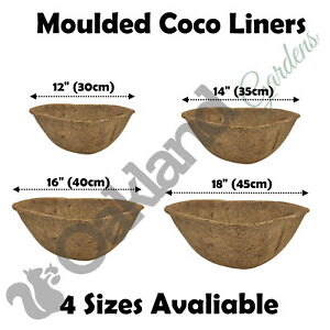 Natural Coco Hanging Basket Liners Moulded Coconut Fibre 12" 14" 16" 18" Round