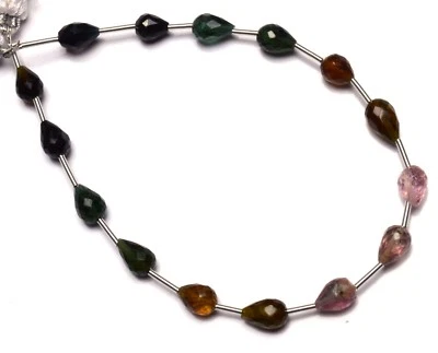 Super Quality Natural Gem Tourmaline 6x5 to 7x5MM Faceted Drop Shape Briolettes - Image 1 of 4