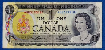 Canada $1 (1973) BC-46aA / P-85a(1) CIRCULATED REPLACEMENT NOTE  *GU3195181 - Image 1 of 2