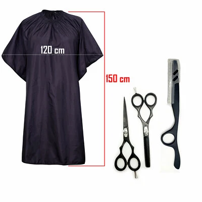 Friseur 4er Kit Scheren Haarscheren Schwarz Modilierschere Feather Messer Umhang - Bild 1 von 4