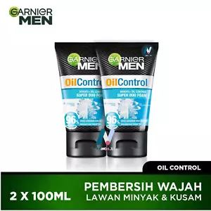 GARNIER Men Oil Control Brightening Super Duo Facial Cleanser Foam Fresh 2X100ml - Picture 1 of 23
