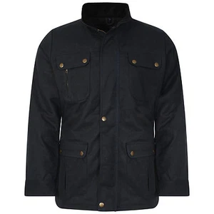 Men's Wax Coated Jacket Water-Resistant Dark NavY rrp £129.99 M-2XL - Picture 1 of 7