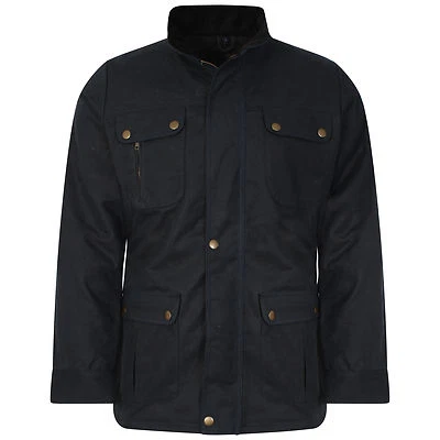 Men's Wax Coated Jacket Water-Resistant Dark NavY rrp £129.99 M-2XL - Image 1 of 4