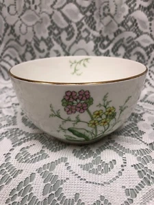 Gold Trimmed Pink & Yellow Floral Windsor Bowl Bone China Made in England - Picture 1 of 5
