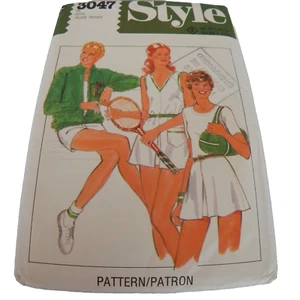 Tennis Dress Skirt Shorts Jacket Sewing Pattern Style 3047 Misses Size 10 - Picture 1 of 7