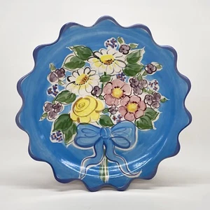 Fioriware Zanesville Ohio Art Pottery Wavy Edge Floral Serving Platter 13.5" - Picture 1 of 13