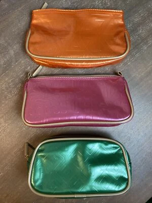 Bolsas de viaje de maquillaje Y2K Clinque - Juego de 3 vinilos vintage verde rosa naranja Foto 1 de 3