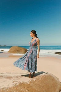 Brand New Recycled Sari Backless Maxi Dress Summer Beach Festival - Picture 1 of 30