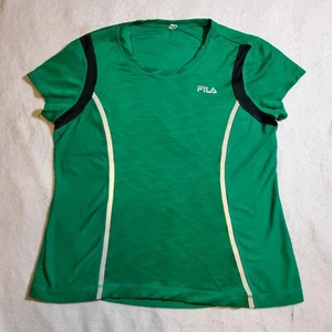 Fila Running Fitness Activewear T-Shirt Green Athletic Reflective Women's Large - Picture 1 of 8
