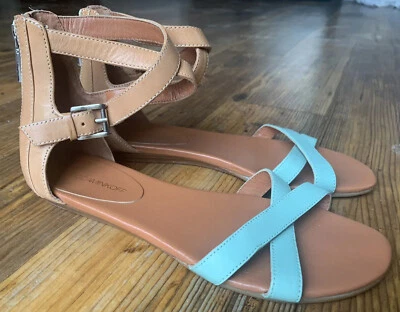 Sandalia gladiador con correa al tobillo marrón nueva con tiras para mujer Rebecca Minkoff 8,5 M Foto 1 de 4