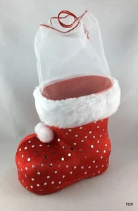 Bota de Papá Noel Para Rellenar 13CM Alto Plástico Flocado Con Felpa Terciopelo - Imagen 1 de 3