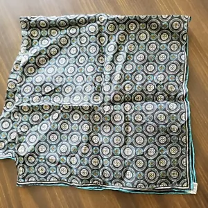 Vintage Scarf 100% Silk Blue Black Geometric Hand Rolled Hem 22.5x22" SALLY GEE - Picture 1 of 5