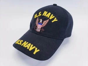 Cappello Navy USA nero con lettere ricamate oro e aquila e ancoraggio - Foto 1 di 6