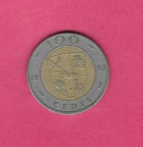 GHANA KM32 1997 VF-VERY FINE-NICE 100 CEDIS OLD VINTAGE CIRCULATED BI-METAL COIN Cover