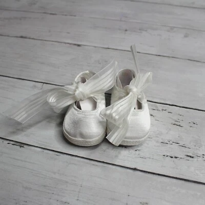 Baby олень Baby девочки белый атлас балет кроватки туфли недоношенных размер 00 чистый ленты - Изображение 1 из 4