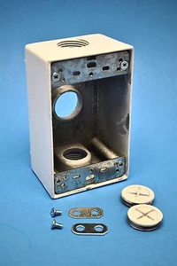 FSB-75-3 White 1 Gang Weatherproof Box With Three 3/4" Holes, 2'' Deep - Picture 1 of 5