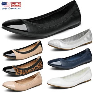 Womens Slip On Ballet Flat Shoes Classic Comfort Casual Walking Flat Shoes - Picture 1 of 48
