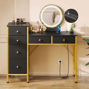 Makeup Vanity Desk with Charging Station,6 Storage Drawers,Dressing Vanity Table - Picture 1 of 7
