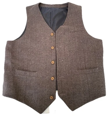 ASOS Waistcoat Vest 42 Mens  All Wool Blend Thrashed Academia Preppy Y2K - Image 1 of 4