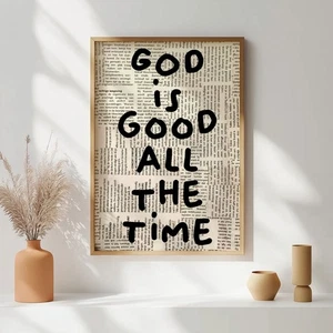 God Is Good All the Time Wall Art, Christian Scripture Poster, Vintage Bible - Picture 1 of 4