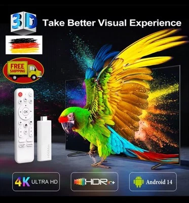 Stick Für TV, 2025 Android TV 14.0,Bluetooth5.0 4k,2GB,RAM,8GB,ROM,Ultra HD TV  - Bild 1 von 3