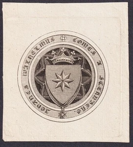 Exlibris Sternberg-Manderscheid Passau Regensburg Wappen Kupferstich - Imagen 1 de 1
