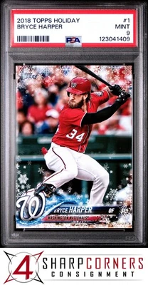2018 TOPPS HOLIDAY #1 BRYCE HARPER NATIONALS POP 1 PSA 9 - Image 1 of 3