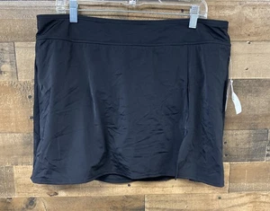Lands End Bathing Suit Bottom Swim Skirt Black Slit Sz XL 18 New - Picture 1 of 11