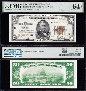 Amazing Crisp VCH/UNC 1929 $50 NEW YORK Brown Seal FRBN Note! PMG 64 EPQ! 42641A - Picture 1 of 3