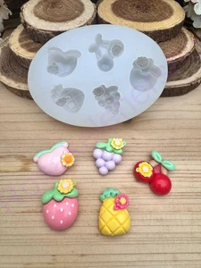 Süße Früchte-Trauben-Ananas-Heidelbeeren-Erdbeeren Handarbeit Silikonform - Bild 1 von 10
