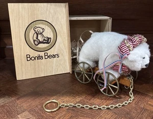 Applause Bonita White Polar Bear Pull Toy With Wooden Box - Picture 1 of 9