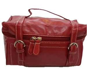 Make-up Kulturbeutel Reisetasche Avon neu rot Reißverschluss Schnallen 8" Kunstleder - Bild 1 von 5