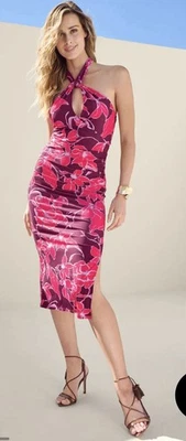 Vestido ceñido al cuerpo halter floral VENUS talla L Foto 1 de 3