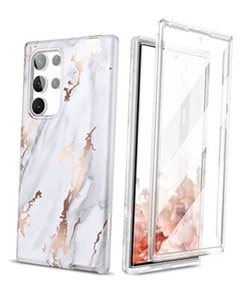 for Samsung Galaxy S22 Ultra Case, Built-in Screen Protector for Gold Marble - Picture 1 of 7