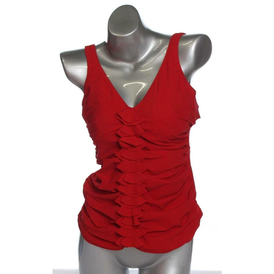 Tankini de natación Profile 34D rojo liso para mujer trajes de baño venta diseñador moda Foto 1 de 3