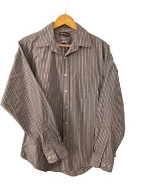 Camisa de vestir Ketch gris de aguja única con botones delanteros talla 16/34-35 para hombre Foto 1 de 4