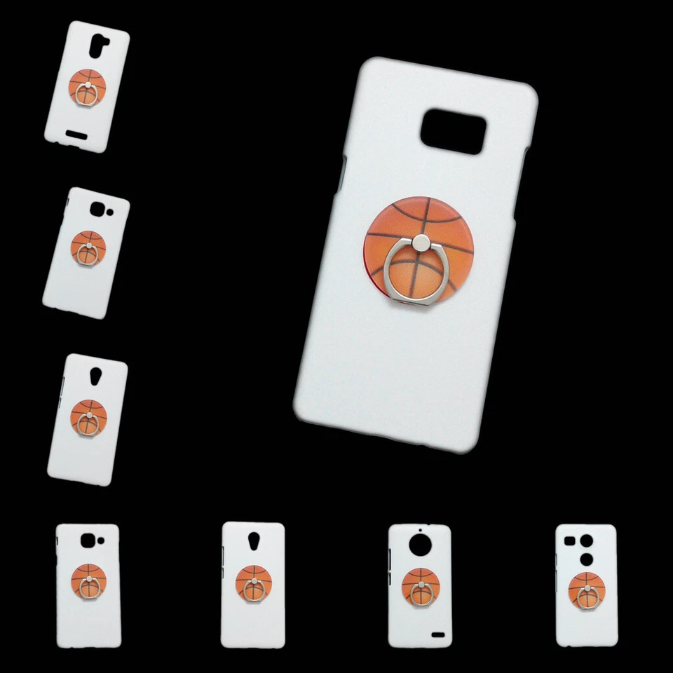 For Phones 3D Cute Basketball Finger Ring Holder White Back Hard Skin Case Cover - Image 1 of 4