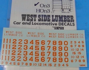 O SCALE On3/On30 WEST SIDE LUMBER LOCOMOTIVE ORANGE DECALS WISEMAN/SIMPSON RS324 - Picture 1 of 1