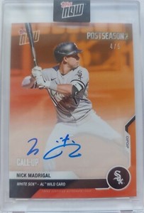 Nick Madrigal WHITE SOX 2020 TOPPS NOW POSTSEASON ON CARD AUTO ORANGE 4/5 PS-16E