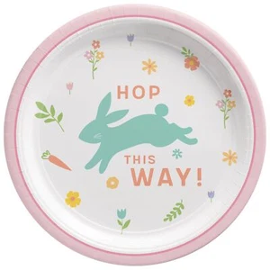 Easter Wishes Bunny Rabbit Spring Holiday Theme Party 7" Paper Dessert Plates - Picture 1 of 1